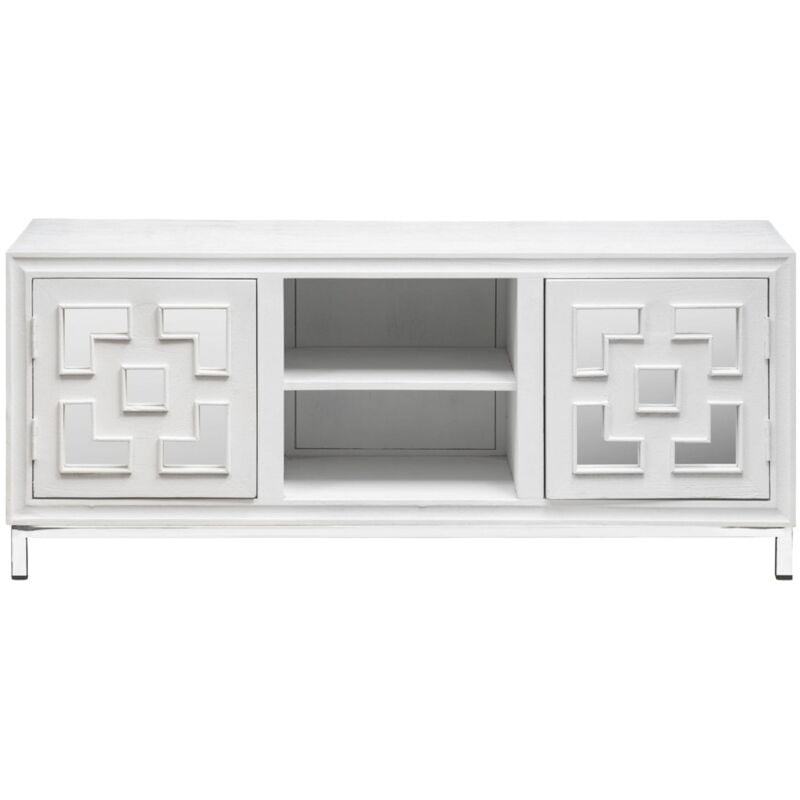 Urban Deco - Clearance - Geo White Mirrored tv Unit - 2 Door - Brand New Item