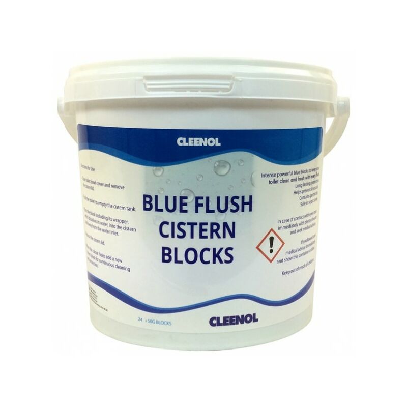 Blue Flush Cistern Blocks - Tub of 24 - 082BLUE - Cleenol