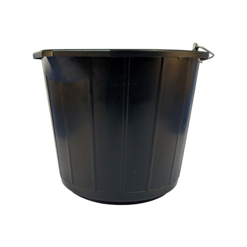 Heavy Duty Plastic Bucket - Black - 14 Litre - 135973 - Cleenol