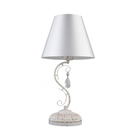 CLEMATIS lampe de table blanche avec abat-jour FABRILAMP