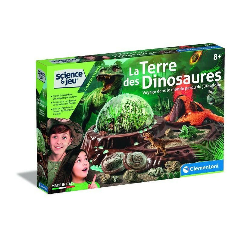 Baby Born - Clementoni - Sciences et jeu - Le monde des dinosaures - Terrarium a créer + 3 figurines dinosaures - Fabriqué en Italie
