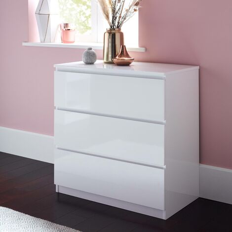 Clemmie chest of drawers - high gloss - white - white