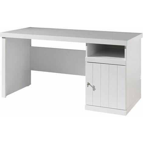 Bureaux, meubles et rangements, Bureau modulable MARKUS laqué gris mat et  décor chêne 1 porte 4 tiroirs