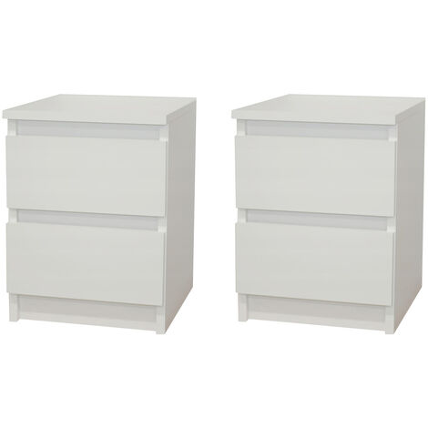 CLEO - Lot de 2 tables de chevet 2 tiroirs - Dimensions 30x35x41 cm - Chevet 2 pcs style minimaliste