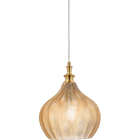 CLEOFE S/11 -  LAMPADARIO SOSPESO 1 LUCE ATTACCO E27 IN VETRO COLORE AMBRA D.23CM