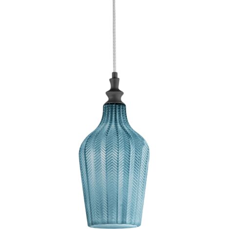 CLEOFE S/12 - LAMPADARIO SOSPESO 1 LUCE ATTACCO E27 IN VETRO COLORE COBALTO D.18CM