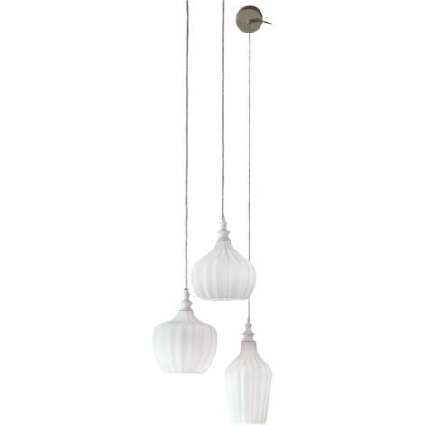CLEOFE S/3 -LAMPADARIO A SOSPENSIONE 3 LUCI ATTACCO E27 IN VETRO COLORE BIANCO