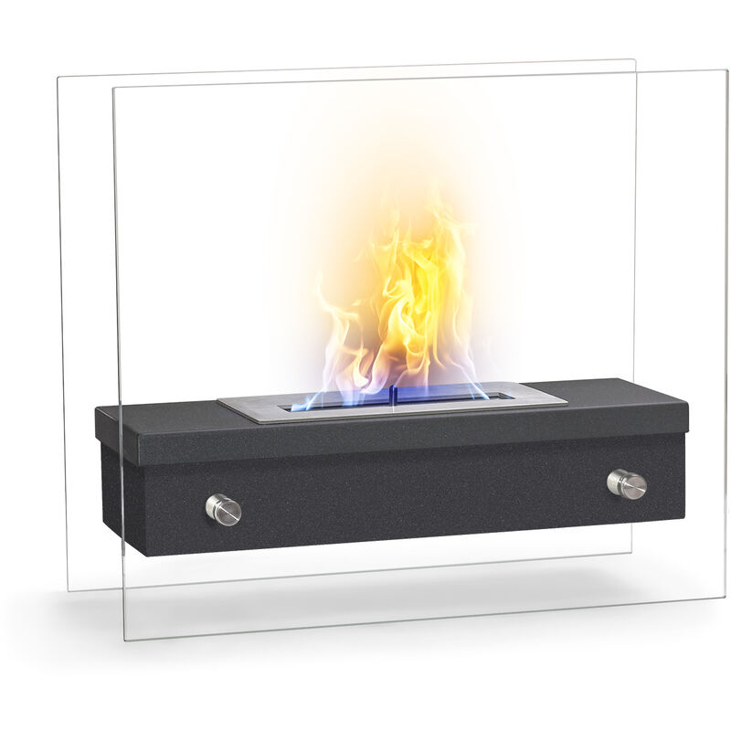 Frankystar - Cleopatra - Cheminée de table au bioéthanol avec brûleur de 1,5L. Cheminée bioéthanol sur pied en acier inoxydable et verre trempé.