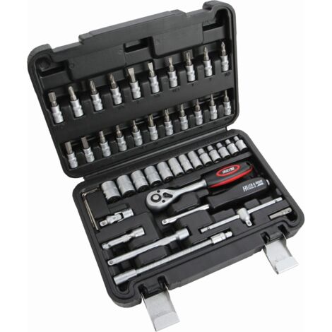 Clés à douille DEDRA CRV 46 pièces 1/4"" - Jeu complet en coffret