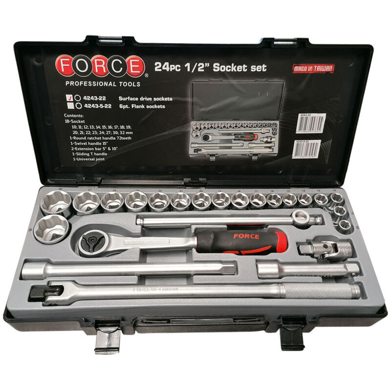 Force - Cles a douilles 1/2 super lock metrique en coffret