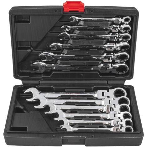 Clés combinées coudées avec cliquet 8-19mm / 12 pièces - en boîte