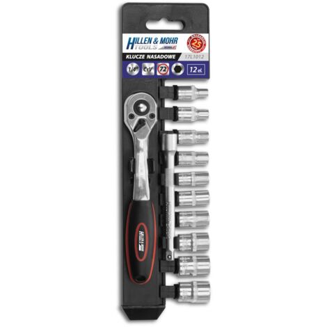Clés et douilles dedra 17l1012 12 pièces acier chrome vanadium