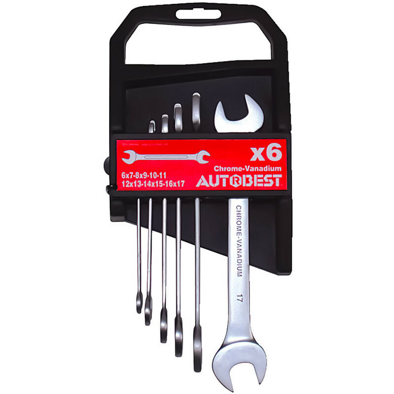 Autobest - Clés fourches, dimensions 6x7 - 8x9 - 10x11 - 12x13 - 14x15 - 16x17 mm x 6
