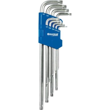 Clés mâles coudées Torx extra longues magnétiques de T10 à T50 - étui pivotant de 9 clés DRAKKAR - 68412