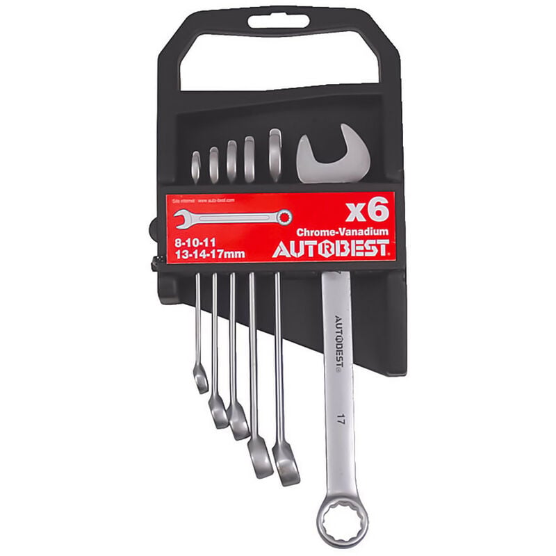 Clés mixtes acier chrome vanadium, satinées diamètre 8-10-11-13-14-17 mm x 6 Autobest