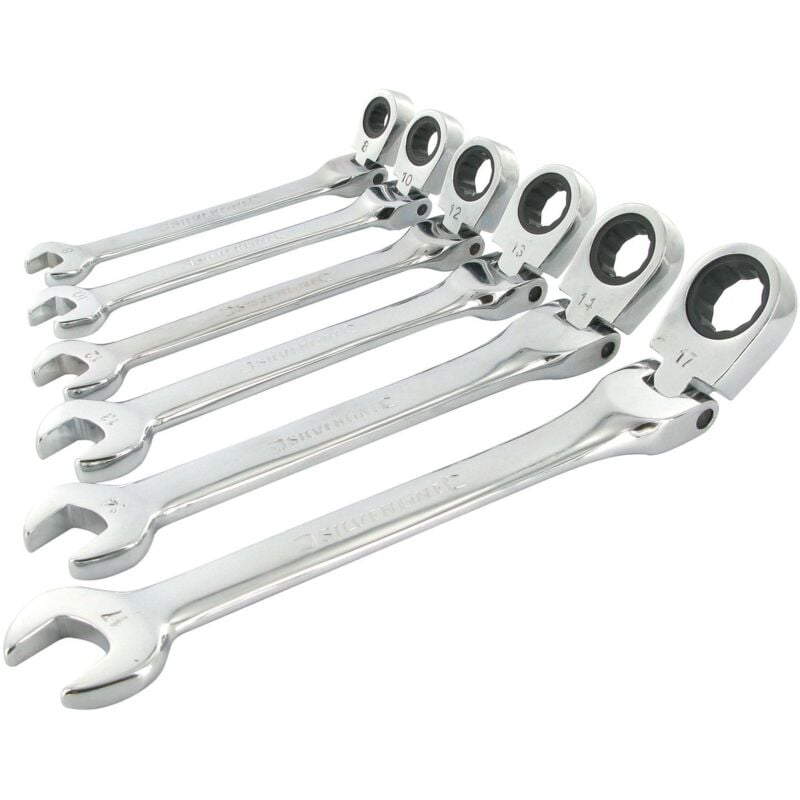 Silverline - Cles mixtes a cliquet,articulees inclinables, 6 cles de 8 à 17