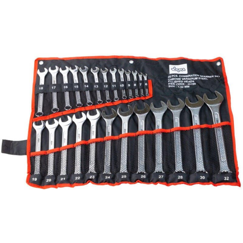 Dema - Clés mixtes Chrome Vanadium 6 - 32 mm 25 pièces