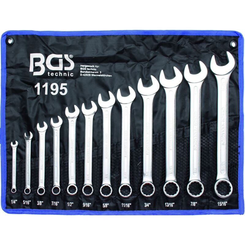 Bgs Technic - Cles mixtes cotes pouces, imperiales, us, sae, jeu de 12 cles bgs
