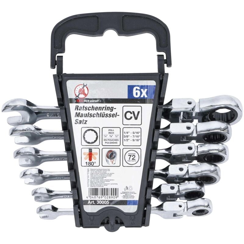 Bgs Technic - Jeu de 6 cles mixtes us (cotes aux pouces) articulees flexibles