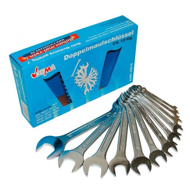 Dema - Clés plates Chrome Vanadium 6 à 32 mm - 12 pièces