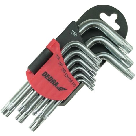 Clés torx dedra 06f220 acier chrome vanadium 9 pièces