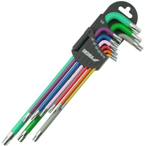 Clés torx dedra 06f225 acier S2 extra longues 9 pièces