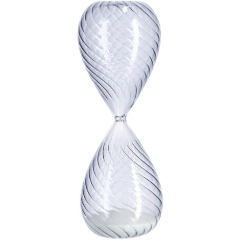 Clessidra kronos Trasparente realizzata in vetro decorazione da interno -Ø10 x h 29cm / Azzurro-Bianco