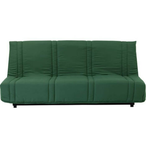 Clic clac 3 places LENA 20 - Tissu coton vert foret - Couchage 125x190 cm - L193 x P92 x H93 cm