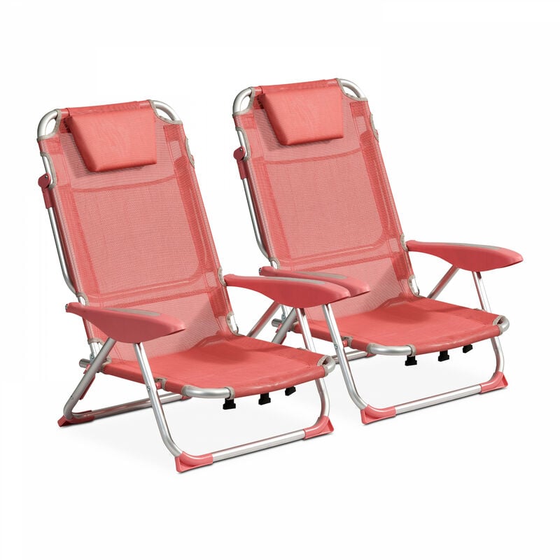 Lot de 2 fauteuils Clic Clac des plages Clic Clac des Plages - Corail - Rose