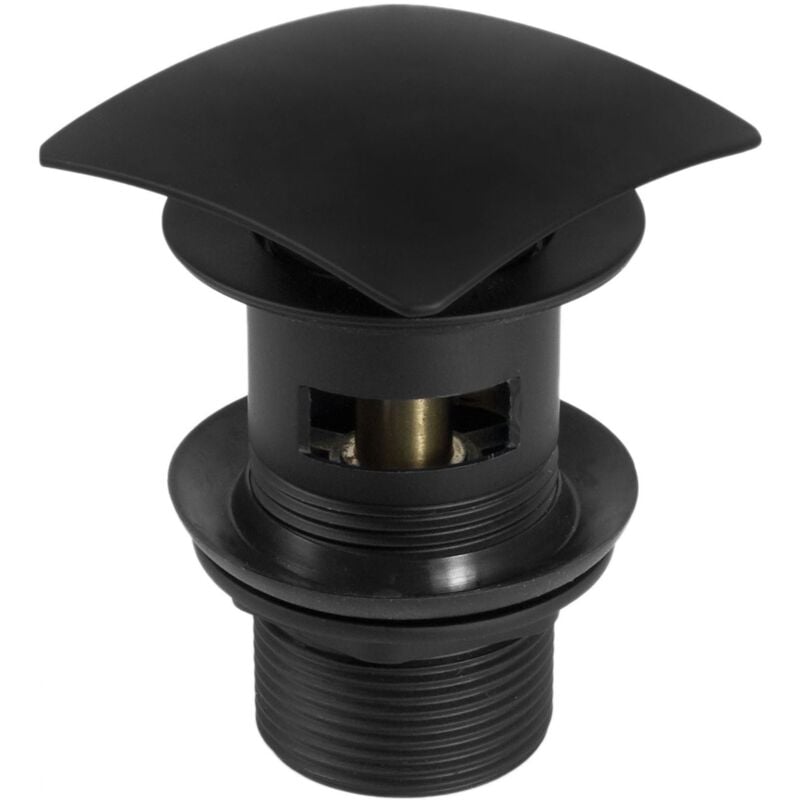 Deante - Click-Clack Slotted Square Push Button Waste Plug Sink Basin Black Powder Coated
