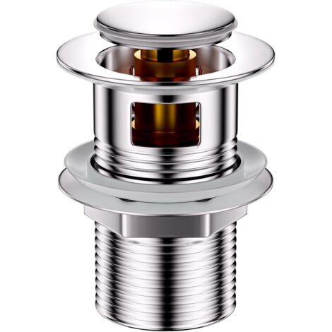 Click-clack waste with overflow for bathroom sink, polished chrome