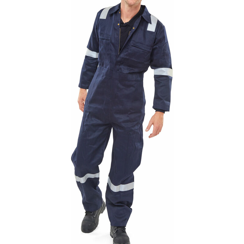 Beeswift Burgan Fire Retardant Anti-Static Boilersuit Navy Blue 56