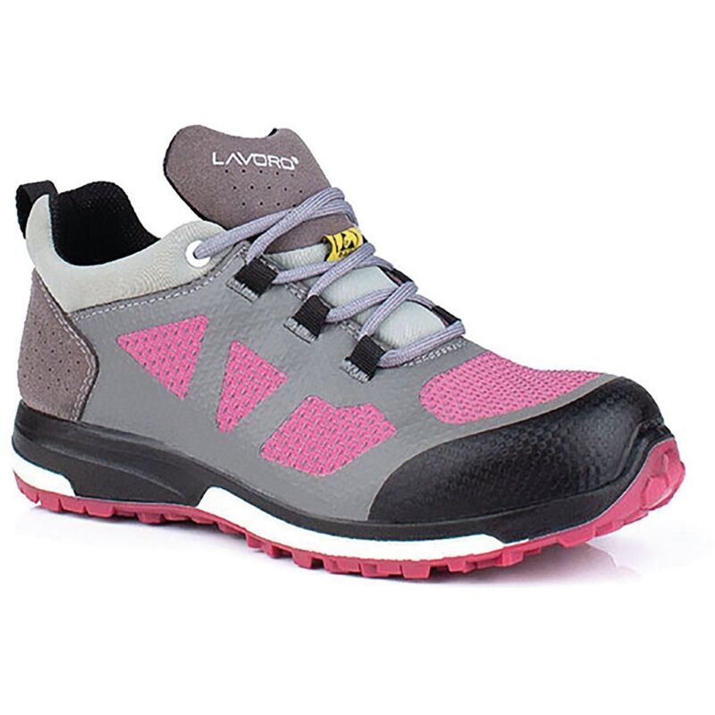 Beeswift Leia Ladies Anti-Static Non-Metallic Lace-up Shoe Grey/Pink 6 - LAV1215