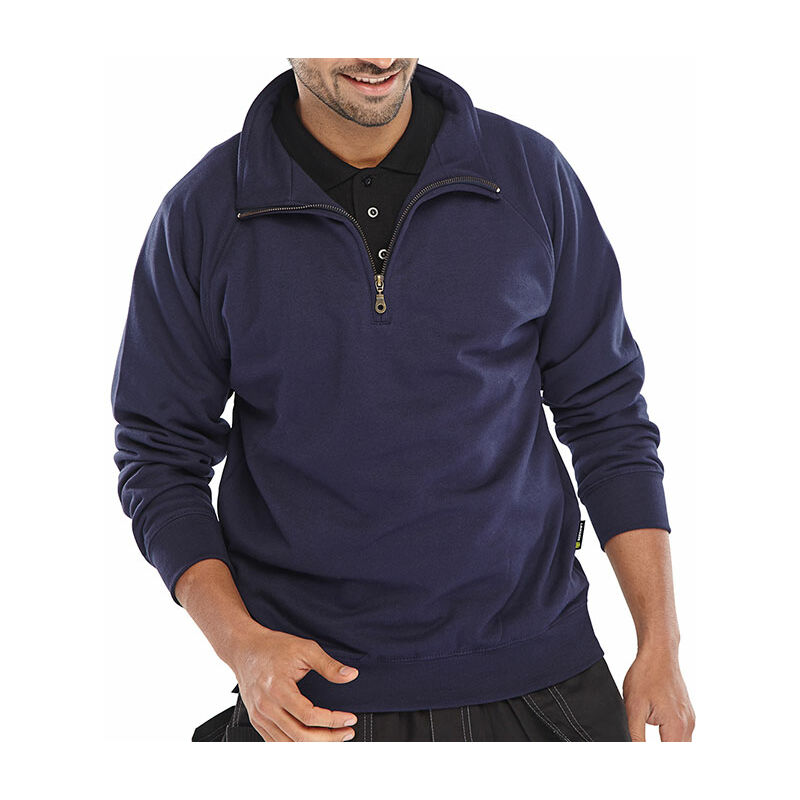Quarter zip pc s/shirt nvy 4XL - Navy Blue - Navy Blue - Click