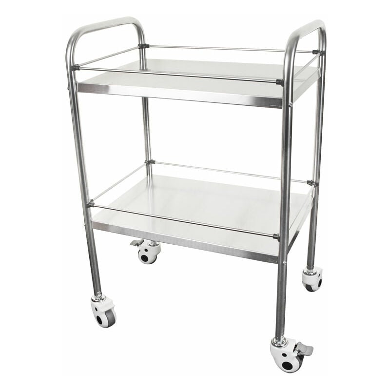 Two tier stainless steel medical trolley - - Click