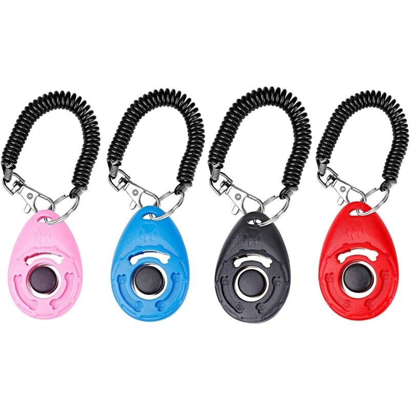 Clicker de Chien, Dressage pour Chien d'entraînement, Clickers de éducation Formation avec Dragonne pour Animaux Cheval, Chat et Dog, 4 PCS Training