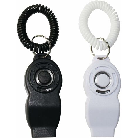 Clicker de dressage pour chien, 2 en 1, sifflet de dressage et clicker pour animaux domestiques, outils de dressage avec sangles de poignet pour chien, chiot, chat (noir + blanc),Lonvrèe