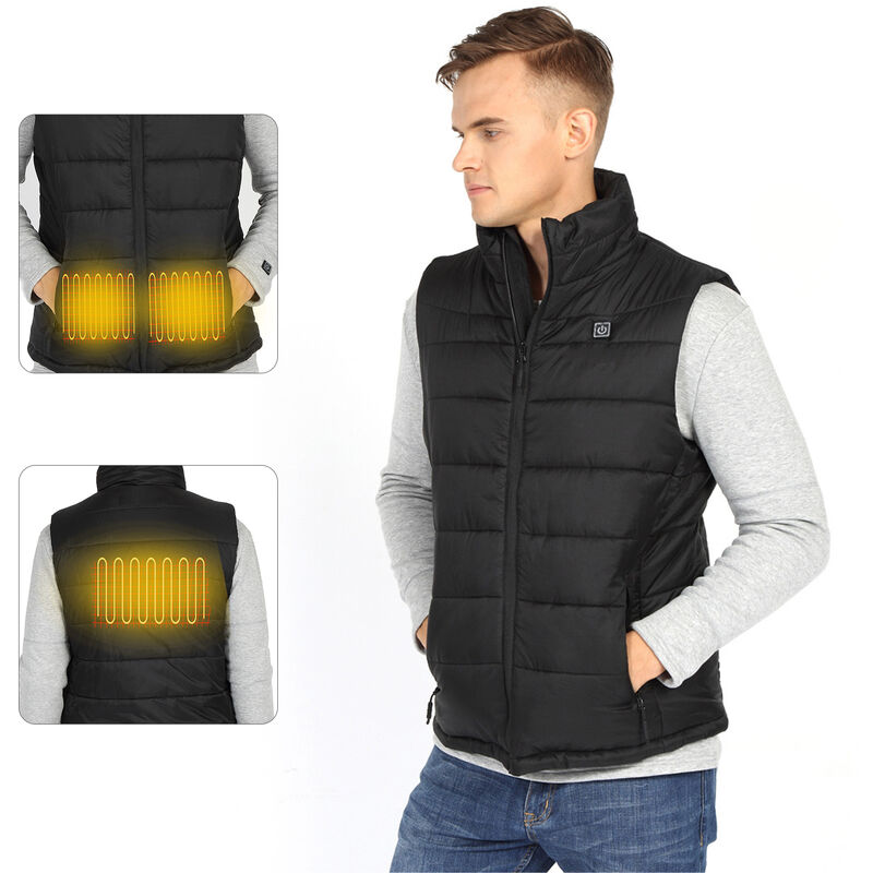 

Asupermall - Hombres Mujeres Chaleco termico Invierno Calido Chaleco termico Calefaccion Chaqueta con cremallera Ligero USB Electrico Ropa calida