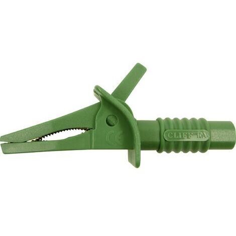 Cliff FCR7942 Pince crocodile de sécurité enfichable 4 mm CAT II 1000 V, CAT III 600 V vert