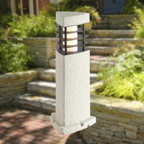 FIRST CHOICE LIGHTING Clifton - Grey Stone Effect IP44 LED Outdoor 50cm Post Light