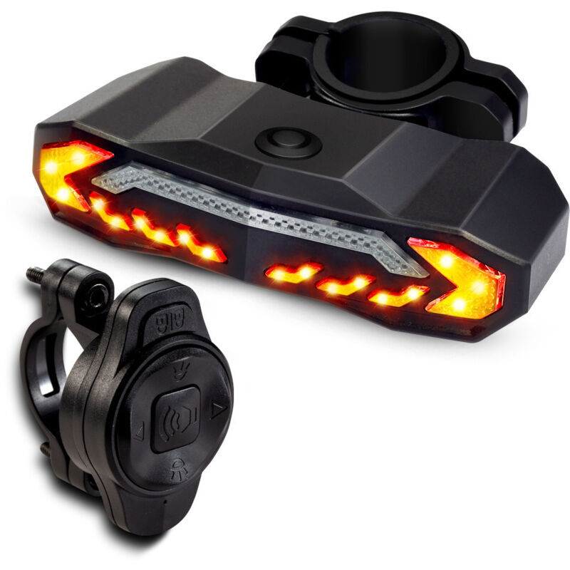 Tigrezy - Clignotant et alarme de vélo, avec support de montage, feu arrière avec télécommande, 5 modes d'éclairage, rechargeable par usb, étanche,
