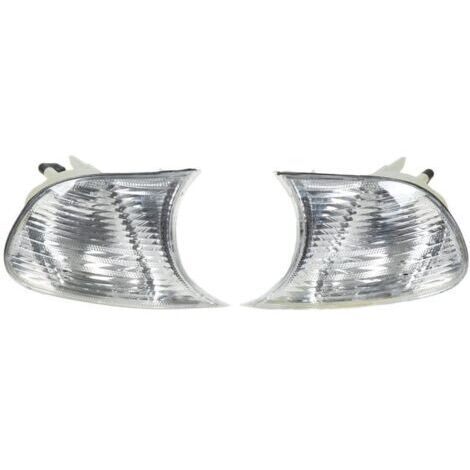 Clignotants D'angle, Feux D'angle Avant de Voiture Gauche Droite Lentille Transparente Clignotants de Remplacement pour 3 Series E46 Coupé 1998 à 2001(Blanc 63126904307 63126904308)