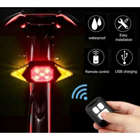 Clignotants de feu arrière de vélo - Télécommande sans fil - Rechargeable - 5 modes - USB - Rouge