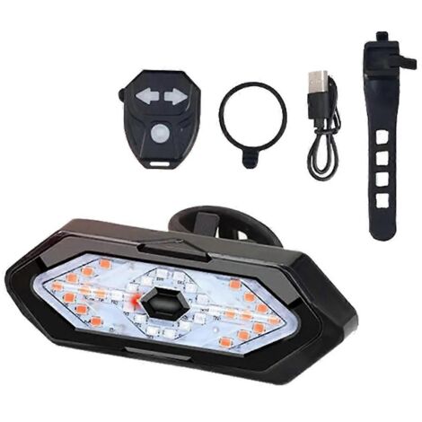 Clignotants de vélo avec télécommande, feux arrière de vélo rechargeables par USB, noir