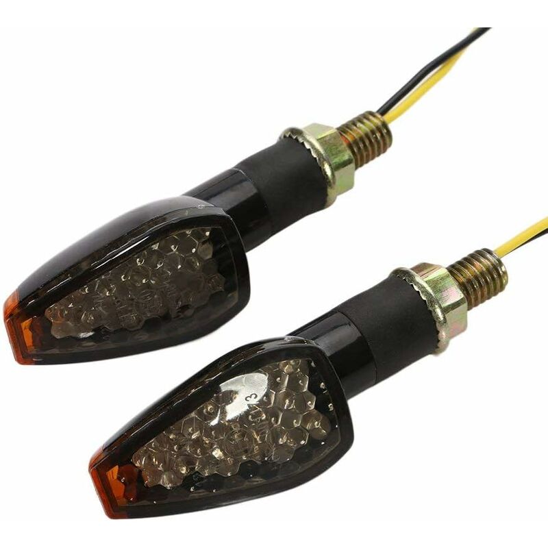 Clignotants, LED de Moto Dual Sport Clignotants pour Yamaha R1 R6 FZ XT WR TW TT-R Noir+Couverture à Motifs Noir