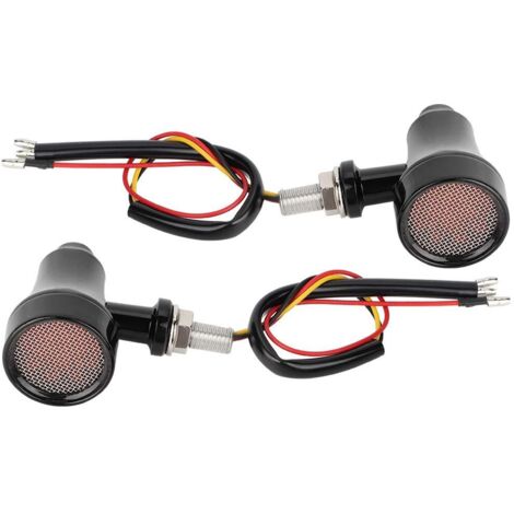 Clignotants moto , Metal Shell Retro Grid Clignotants moto Feux de freinage LED Flash Lamp(noir)