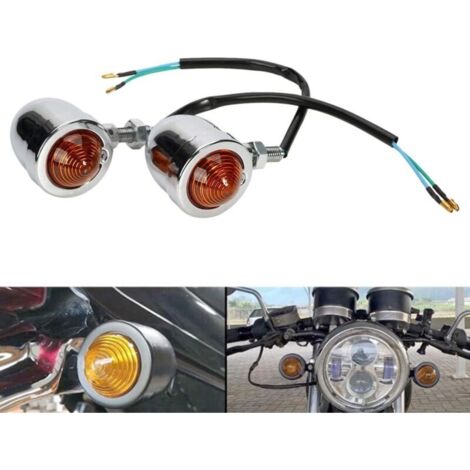 Clignotants Universal 2X Chrome HL Moto Rouge Lamps Clignotant Voyant