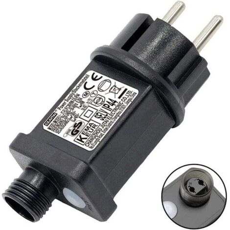 Clignoteur pour Guirlande lumineuse 31V 6W Prise Clignotante, 9 Modes Avec Fonction Minuterie, tanche IP44 Transformateur LED pour Eclairage de jardin, Rideau Lumineux