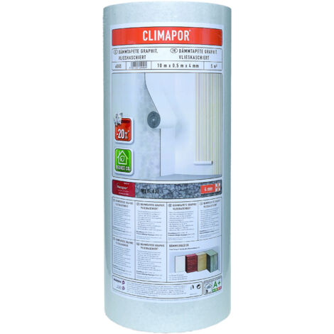 Climapor Dämmtapete Graphit Vlieskaschiert Isoliertapete Rauhfaser 7,5mx0,5mx4mm
