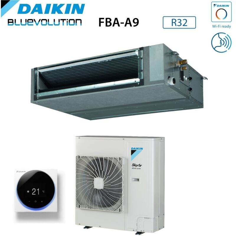 Climatiseur Daikin bluevolution climatiseur gainé tête moyenne 24000 btu fba71a + rzasg71mv1 monophasé r-32 wi-fi en option avec commande filaire